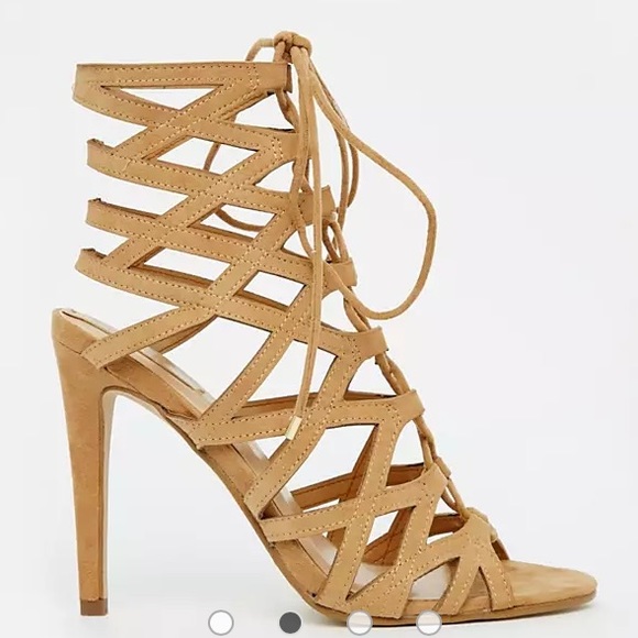 ALDO Women’s Goude Cognac Ghillie Tie Up Heeled Sandals Size 7.5 US - Picture 2 of 4